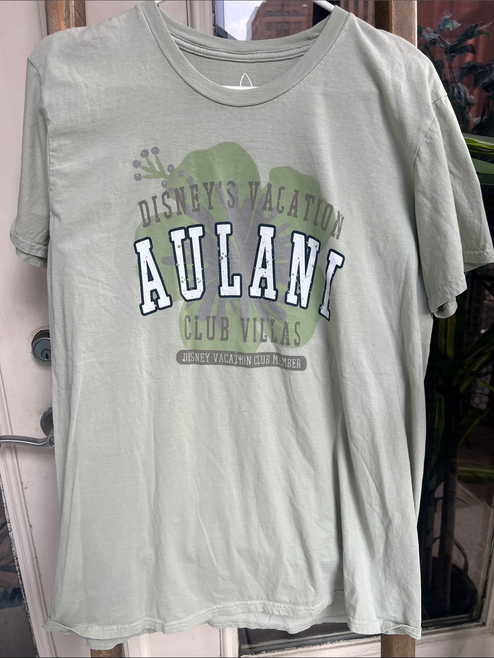 Disney Aulani Club Villas Short Sleeve Tee - Light Sage with Green Graphic